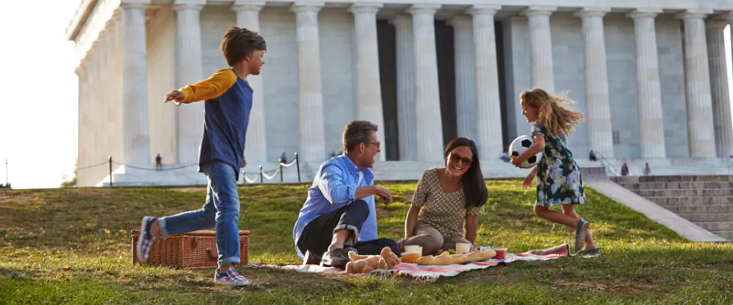 Family Picnicking by the Lincoln Memorial on the National Mall - Things to Do in Washington, DC